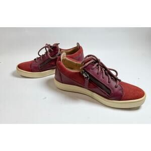 Giuseppe Zanotti Brek Burgandy Velvet Side-Zip Sneakers Size 36 EU/6 US $880